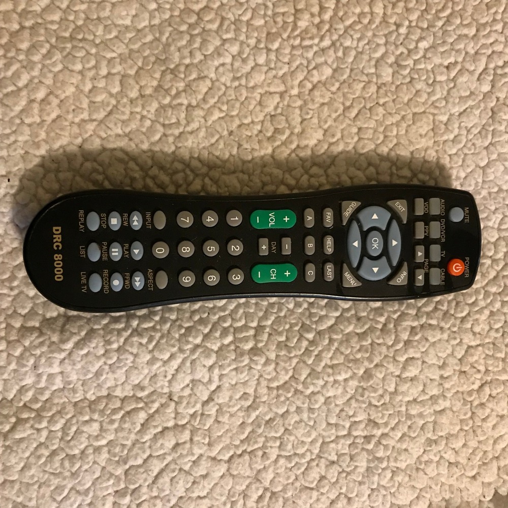 RCA DRC8000 Universal Remote Control Black TV Cable DVD VCR DVR Replacement